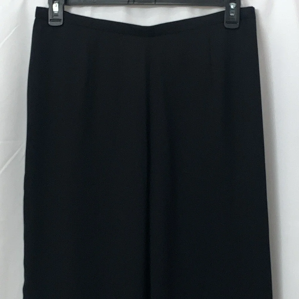 Coldwater Creek Womens Petite 14 Black Wide Leg Chiffon Overlay‎ Dress Pants P14